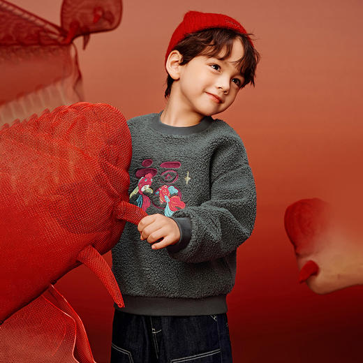 【非遗联名】迷你巴拉巴拉男女童卫衣冬拜年服卫衣儿童长袖上衣 商品图4