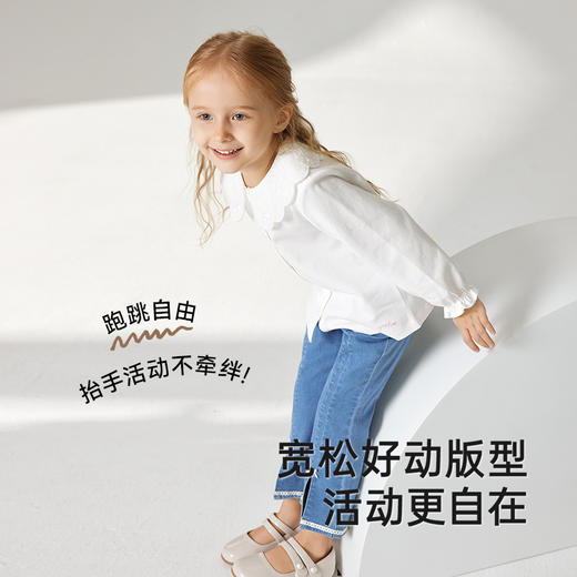 英氏儿童衬衫长袖春夏女童百搭休闲上衣2025新款甜美女童T恤 商品图2