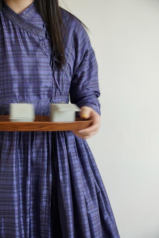 MAKU textiles｜真丝刺绣格纹交叠式连衣裙 商品图4