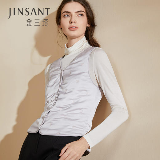 金三塔秋冬新品真丝保暖绵背心蚕丝马甲女轻薄无痕上衣（限价款） NSF9D731/NSF9D732 商品图0