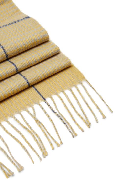 AVA 黄色格纹色织羊绒围巾 7953 商品图3