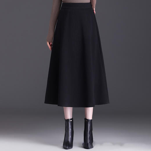 MYX-JYM-55300-L中长款纯色简约时尚大摆A字裙2022年秋款松紧腰气质修身半身裙 商品图0