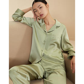 金三塔真丝睡衣女长袖两件套100%桑蚕丝宽松性感可外穿丝绸家居服套装8YSF7B202和YSF9B212（限价款）