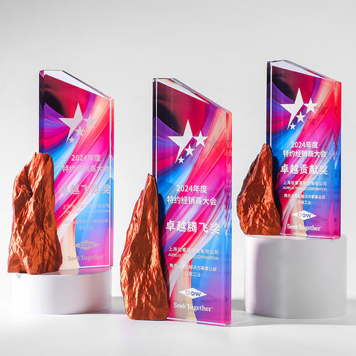 3D打印坚如磐石水晶奖杯礼品员工奖章奖励 商品图3