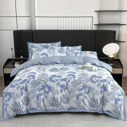 恒源祥Fazeya彩羊全棉磨毛四件套-舒雅风情(兰)（被套：200*230cm、床单：245*250cm、枕套：48*74cm*2）【分仓直发，72小时发货，周末节假日不发货】 商品图0