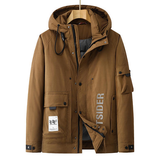 【特大码】【新款DPX】大依优型大码潮款工装连帽羽绒服鸭绒外套休闲胖子大码男休闲宽松加肥加大上衣300斤 商品图1