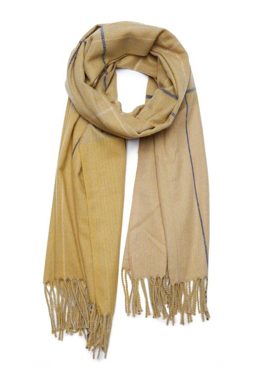 AVA 黄色格纹色织羊绒围巾 7953 商品图1