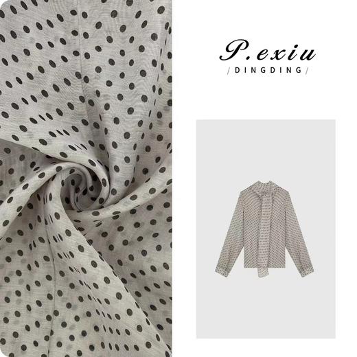 04-3潘依绣丁丁宠粉天丝法式优雅气质波点飘带长袖衬衫 W-62381 商品图0