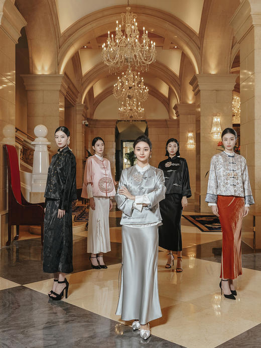 盛唐婧 |真丝蝴蝶结开衩鱼尾半裙-蓝色 商品图0