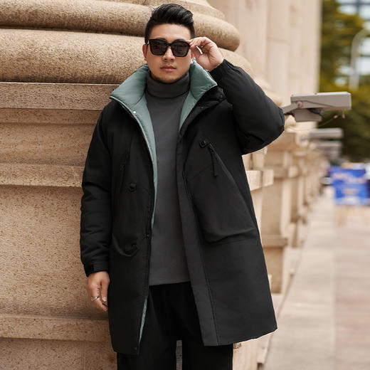 【特大码】【新款DPX】大依优型大码中长款加绒连帽棉服棉衣保暖加厚加肥加大上衣男士外套胖子300斤 商品图6