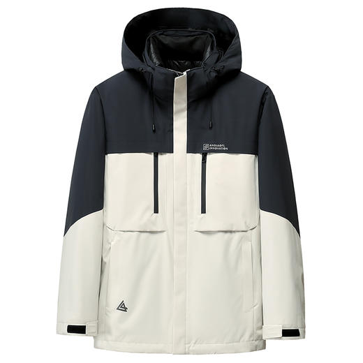 半身缘男女装 冬季一衣三穿三防面料情侣款户外脱卸连帽拼色羽绒服2536 商品图6