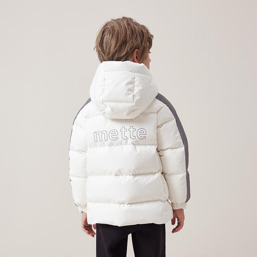 【三防】mettekids儿童羽绒服2024秋冬新款男童连帽白色加厚外套 商品图3