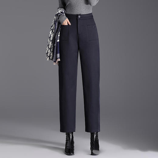 MYX-CY-8869-L简约宽松显瘦休闲直筒裤24年秋冬款通勤高腰九分裤修身遮胯锥形裤 商品图0