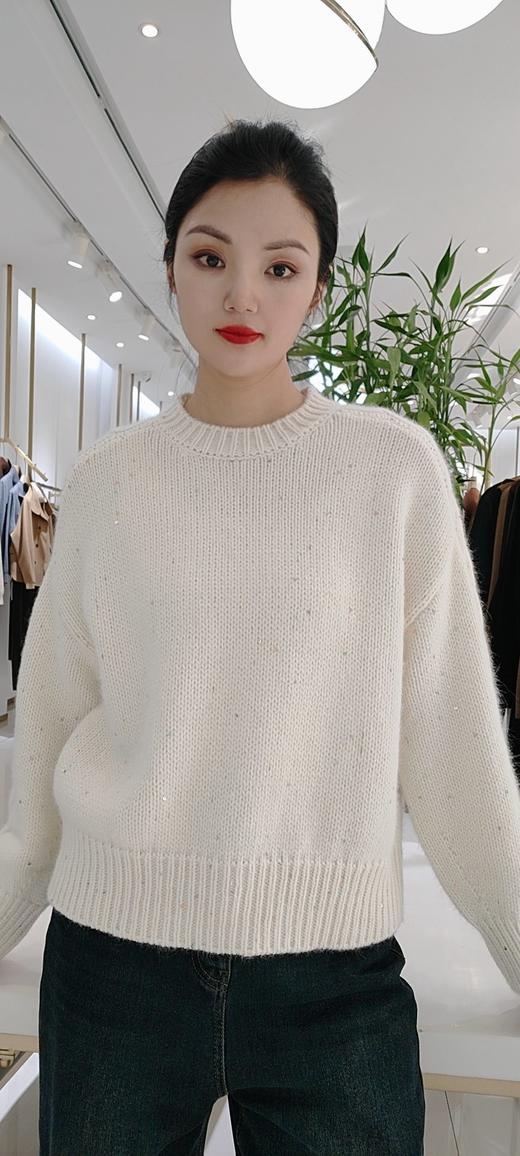 482969浣熊绒亮片毛衫，白 紫 商品图0