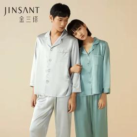 金三塔情侣真丝睡衣男女高级感100%桑蚕丝简约时尚丝绸家居服套装（限价款） YSF7B202