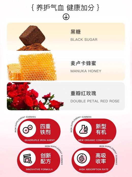 NA车厘子富铁补铁软糖60粒/盒 贫血女补充胶原蛋白0脂养护气血 商品图4