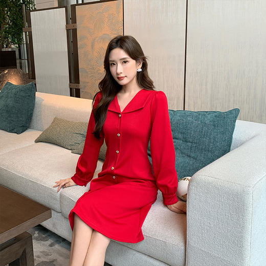 奢姿2025年秋季新款大码女装法式翻领裙子胖妹妹小香风气质连衣裙9943891464 商品图3