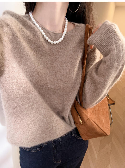 绵云绒雪 堪比羊绒！100羊毛拉绒无缝一体毛衣女简约针织！ 商品图7