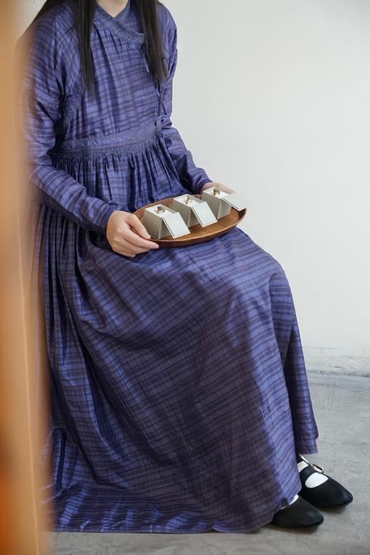 MAKU textiles｜真丝刺绣格纹交叠式连衣裙 商品图7