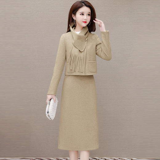 时尚毛套装裙上衣+半身裙+围巾三件套QYM- HL-24NF091-Y 商品图1