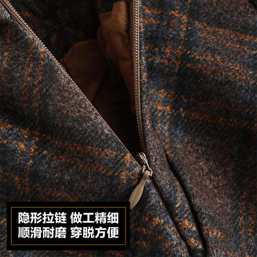 MYX-JYM-2480-L格纹中长款加厚毛呢大摆A字裙秋冬款通勤高腰遮胯显瘦时尚半身裙 商品图3