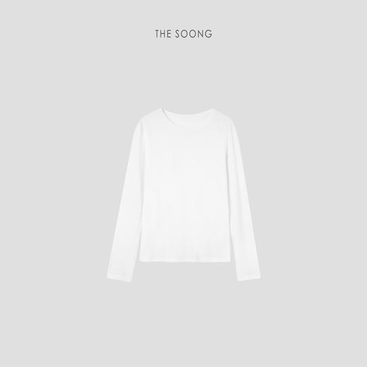 THESOONG|极简公式"经典圆领肤感白色长袖上衣打底衫HWTX5170 商品图1