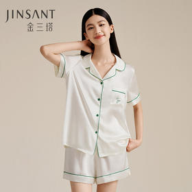金三塔100%桑蚕丝女真丝睡衣短袖衣裤套舒适凉感时尚家居服睡衣可外穿   YSFBA499/YSFBA408（限价款）