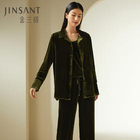 【自带高光桑蚕丝丝绒】金三塔简约时尚客外穿真丝绒家居服套女睡衣（限价款）  YSFDD701