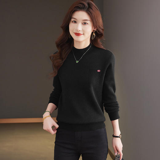 CC-MY-9331加绒厚款打底衫女士秋冬季一体绒2024新款半高领宽松毛衣 商品图2