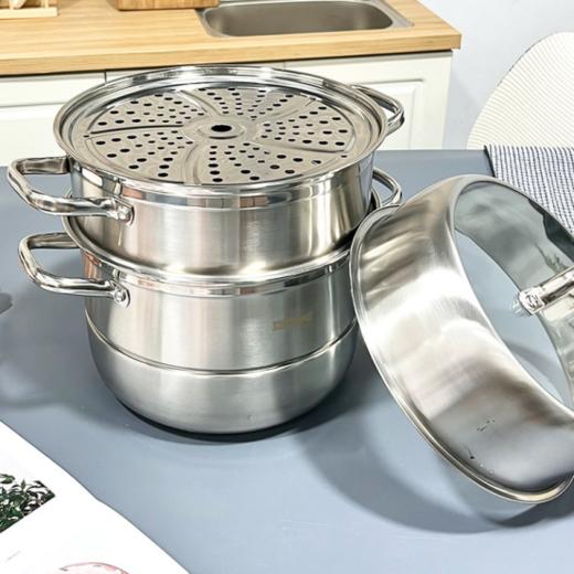 ⏰【品牌直发】易铂奥斯特蒸锅28cm复底，👏304不锈钢德国工艺💰进口品质无涂层耐腐蚀经久耐用，✨蒸汽立体循环加热锅内食物受热均匀✌ 商品图2