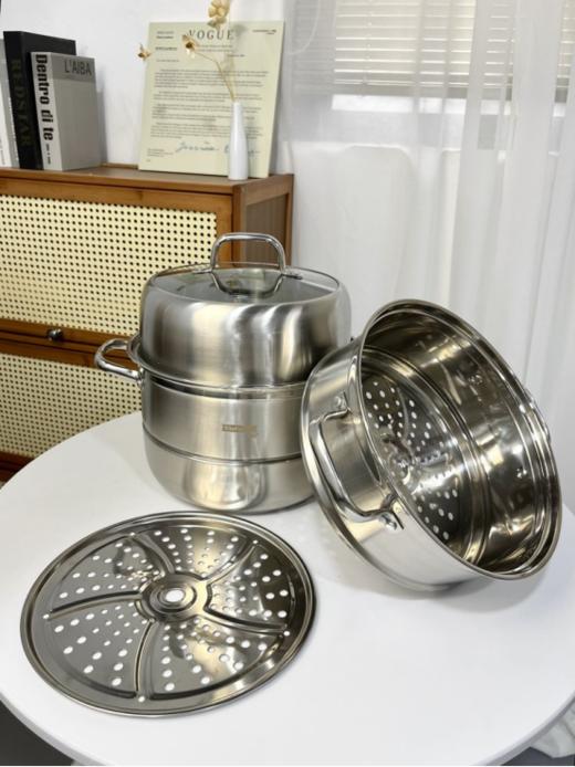 ⏰【品牌直发】易铂奥斯特蒸锅28cm复底，👏304不锈钢德国工艺💰进口品质无涂层耐腐蚀经久耐用，✨蒸汽立体循环加热锅内食物受热均匀✌ 商品图0