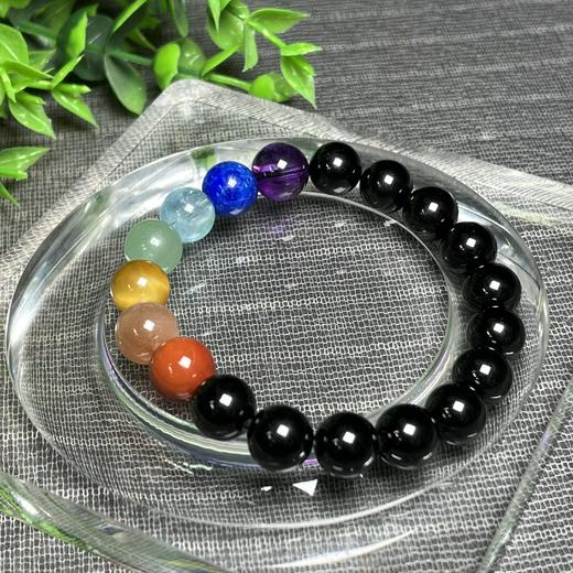 黑碧玺七彩手链！珠径10mm 商品图1