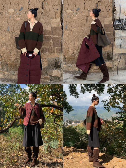 HIDEMI 极简中低腰可再生斜纹中厚款中低腰双压褶阔腿中裤  黑色/深灰色 商品图7