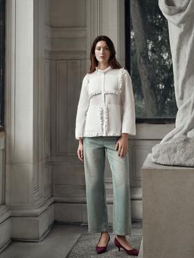 MaisonQiXin CC180501 昆凌同款法式木耳花边白衬衫