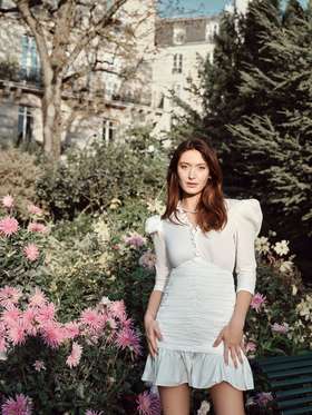 MaisonQiXin R230503 宫廷风泡泡袖荷叶边手工打褶衬衫裙