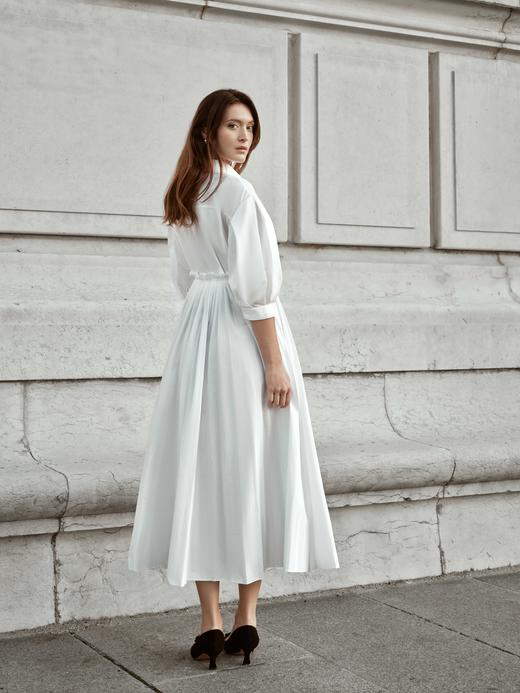 MaisonQiXin R240407     百褶灯笼袖收腰衬衫裙 商品图3