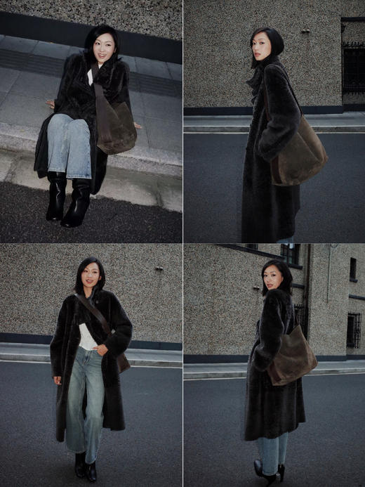 HIDEMI 【辛芷蕾同款】进口麂皮宽肩带可拆卸子母内袋式长肩带多种背法tote托特系列水桶包 小号/大号 芝麻色/深咖啡 商品图5