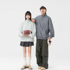 🤩🤩【 大牌同款overzise麂皮绒打底卫衣 A72-8917】💕 ✅男女同款！👍罗纹领拼接设计！ ✅工装双口袋立体剪裁宽松版型百搭🔥又显瘦❗❗❗ 