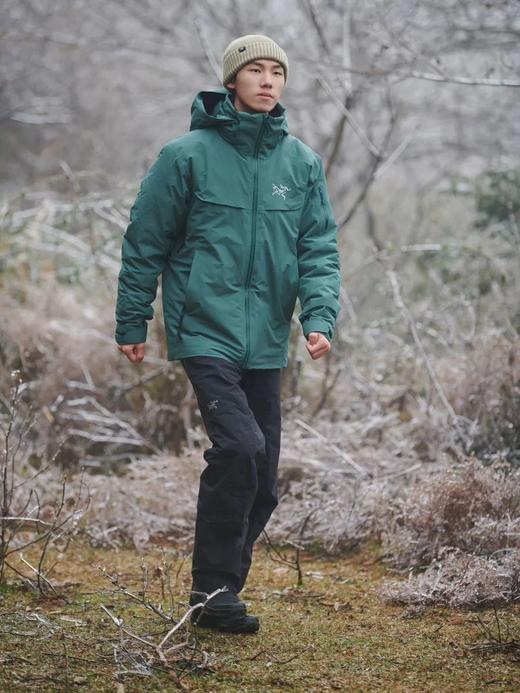 袅家三层结构徽标防水情侣款连帽滑雪羽绒服外套 商品图3