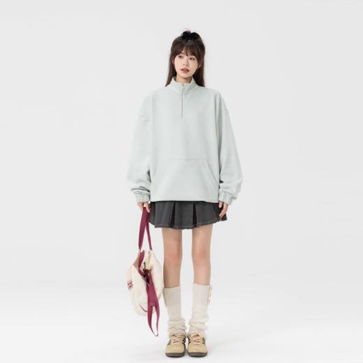 🤩🤩【 大牌同款overzise麂皮绒打底卫衣 A72-8917】💕 ✅男女同款！👍罗纹领拼接设计！ ✅工装双口袋立体剪裁宽松版型百搭🔥又显瘦❗❗❗  商品图6