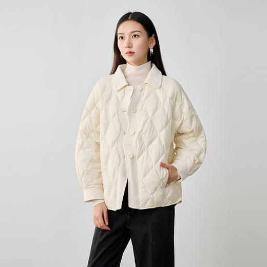 NEELLY纳俪商场同款冬季新款设计感单排扣轻薄款保暖羽绒服外套女N23104L03312 商品图3