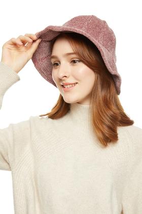 AVA 烟粉色编织纹路渔夫帽 8396