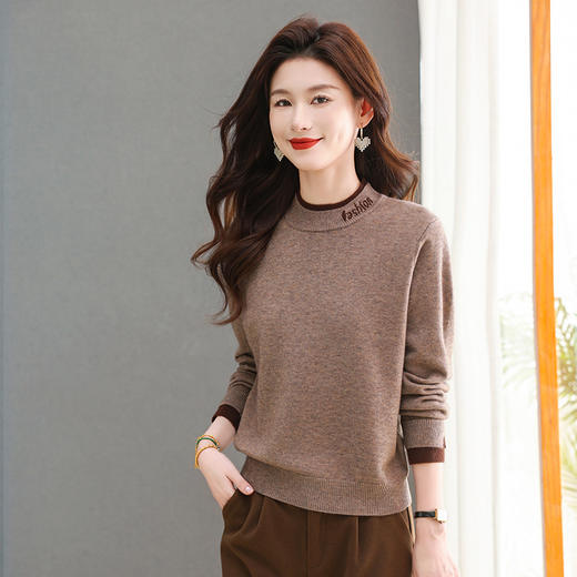 CC-MY-1170秋冬新款圆领显白百搭简约时髦设计感毛衣羊毛针织打底衫上衣厚款 商品图3