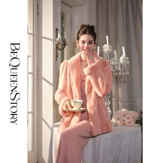 余潇潇红人上新【唐顿千金】轻奢丹麦紫标天鹅绒水貂毛草草外套秋冬 商品图2