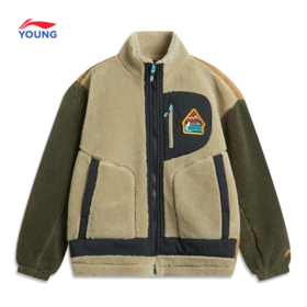 李宁男大童户外系列保暖宽松拼接休闲外套YFDU149