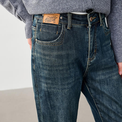 NEELLY纳俪商场同款冬季新款微弹锥型牛仔裤女高腰经典百搭长裤N23104H06637 商品图3