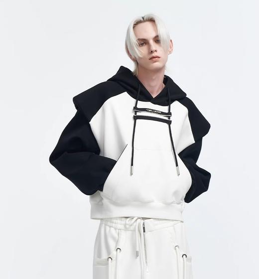 TIWILLTANG启世录“桎回”短款宽肩休闲撞色帽衫七夕情侣连帽卫衣 商品图1