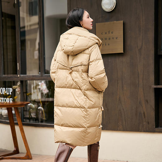 NEELLY纳俪商场同款冬季新款连帽立领保暖羽绒服女廓形过膝外套N24104L07742 商品图1
