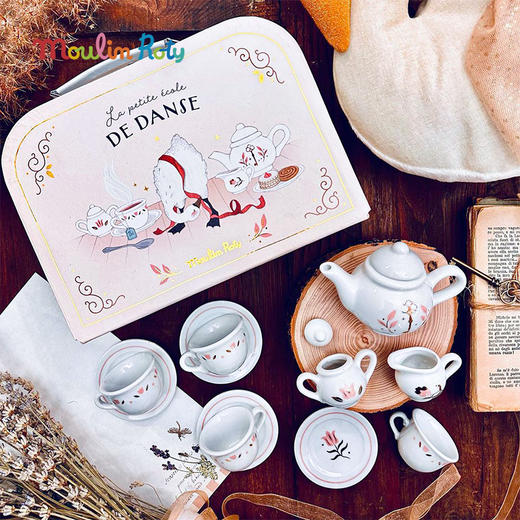 Moulin Roty 花朵女孩-马口铁茶具套装 手提箱 适合3岁+ 精美装饰 过家家玩具 花朵女孩系列 法国品牌-710538 商品图7