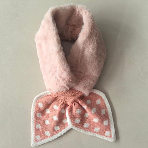 【韩版波点交叉围巾，甜美保暖】围巾女冬款 韩版波点交叉毛绒 甜美保暖 秋冬学生围脖 仿兔毛围巾-QQ 商品图5